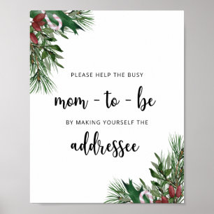 Poster Winter ajuda a Busy Mãe-to-Be Address an Envelop