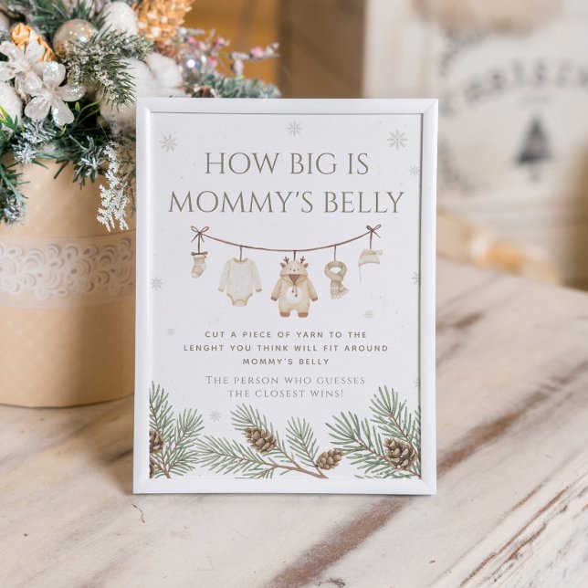 Poster Winter Baby Shower Guess How Big is Her Belly Game (Criador carregado)