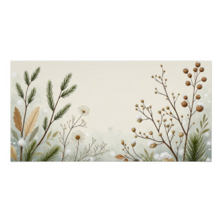 Pôster Winter Botanical Foliage – Neutral Minimal Wall Ar