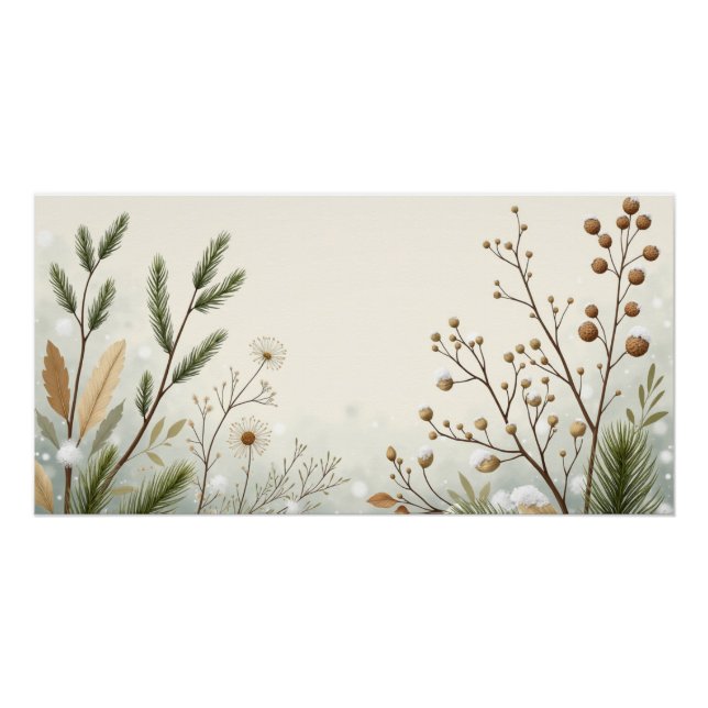 Pôster Winter Botanical Foliage – Neutral Minimal Wall Ar (Frente)