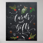 Poster winter christmas cards and gifts sign wedding<br><div class="desc">A beautiful winter/christmas themed Cards and Gifts sign for your wedding reception/bridal shower etc, with a chalkboard effect background. A whole range of co-ordinating signs and stationery is available in my shop. Personalize with your names and date of wedding along the bottom if required or delete if you don't want...</div>