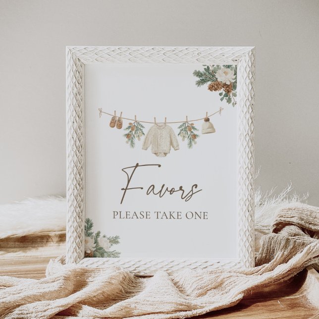 Poster Winter Clothesline Baby Shower Favors Sign (Criador carregado)