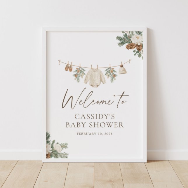 Poster Winter Clothesline Baby Shower Welcome Sign (Criador carregado)
