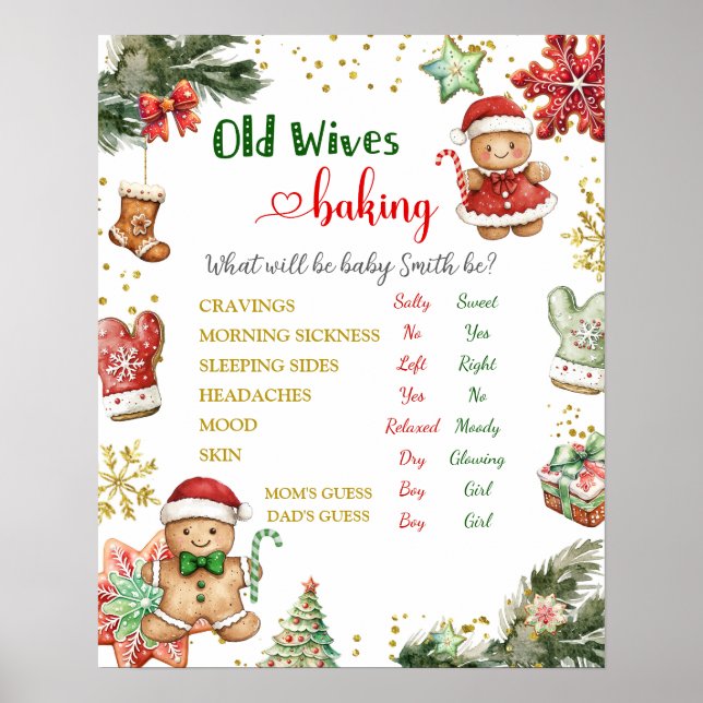 Poster Winter Cookies Gender Reveal Old Wives Tales Poste (Frente)