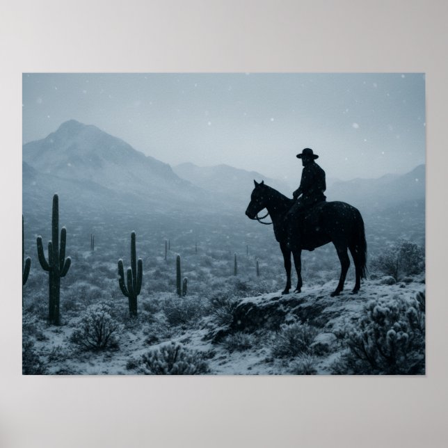 Poster Winter Desert Print - Rare Snowy Western Landscape (Frente)