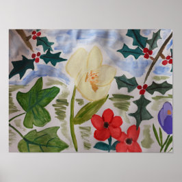 Poster Winter Flowers & Holly