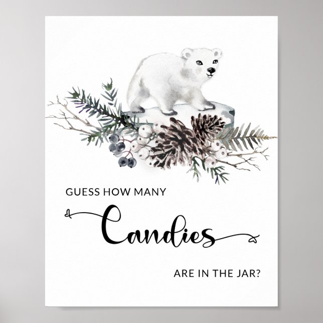 Poster Winter gender Neutro Adivinha quantos doces Poste (Frente)