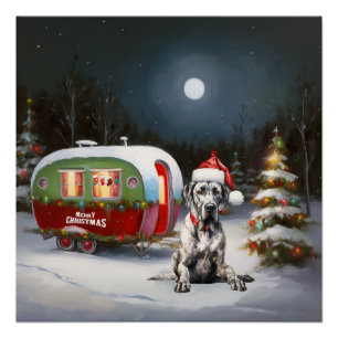 Pôster Winter Great Dane Caravan Christmas Adventure