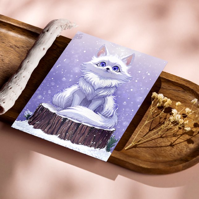 Pôster Winter Guardian : Snowy Arctic Fox Glossy Poster (true Color Reference: This image shows colors and details like the final printed poster)