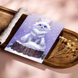 Pôster Winter Guardian :Whimsical Arctic Fox wildlife