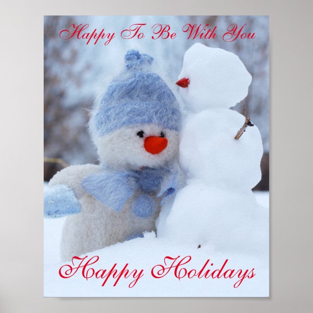 Poster Winter Holidays Snowman Greeting (Frente)