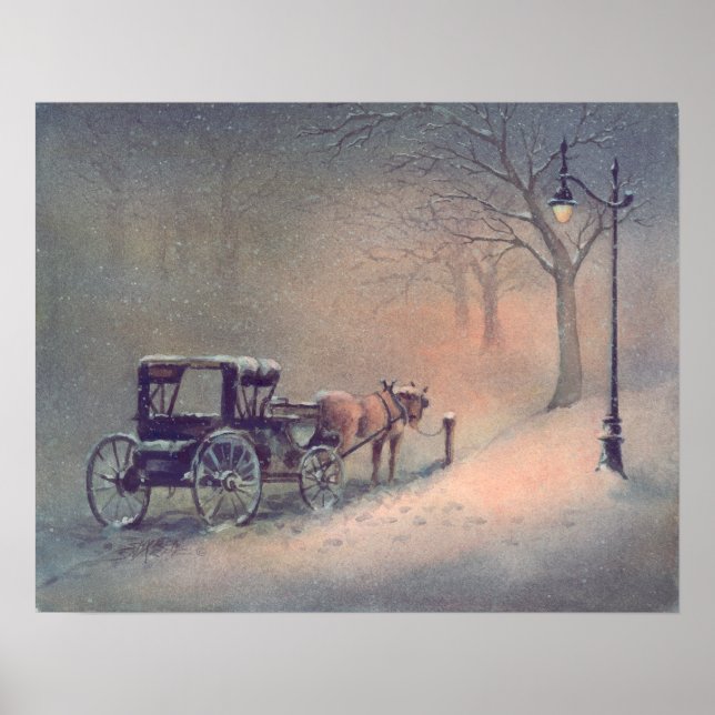 Pôster WINTER HORSE & BUGGY por SHARON SHARPE (Frente)
