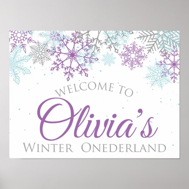 Poster Winter Onederland Birthday - Sinal de boas-vindas  (Frente)