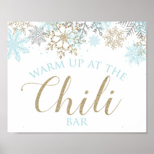 Poster Winter Onederland Chili Bar Sinal Blue Snowflakes