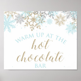 Poster Winter Onederland Hot Chocolate Sinal Blue Dourado
