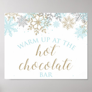 Poster Winter Onederland Hot Chocolate Sinal Blue Dourado
