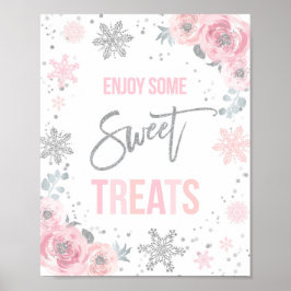 Poster Winter ONEderland Party Decor Sweet Treats Sinal