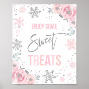 Poster Winter ONEderland Party Decor Sweet Treats Sinal