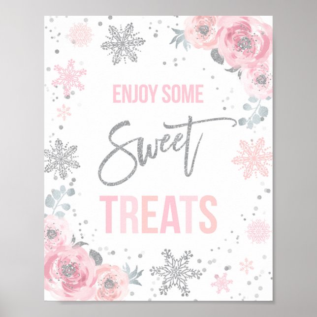 Poster Winter ONEderland Party Decor Sweet Treats Sinal (Frente)