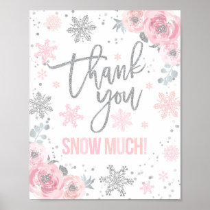 Poster Winter ONEderland Party Thank You Snow Much Sign