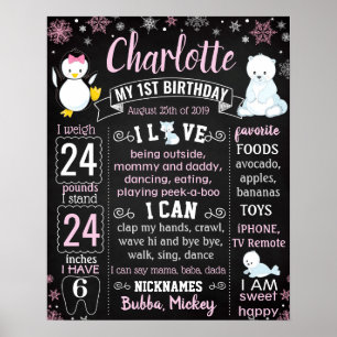 Poster Winter Onederland Penguin First Birthday (Primeiro