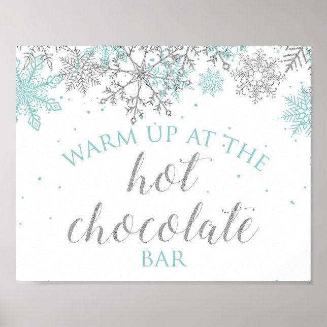 Poster Winter Onederland Teal + Bar de chocolate quente p (Frente)