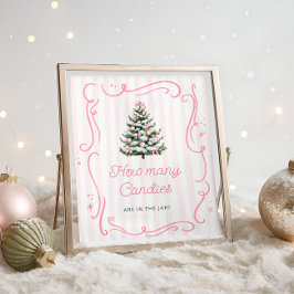 Poster Winter Pink Bow Baby Shower Guess How Many Candies