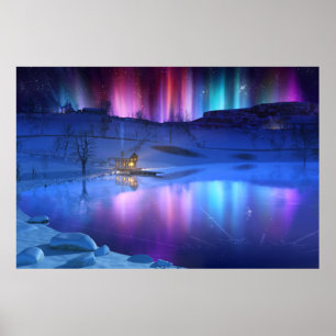 Poster Winter Rainbow Print
