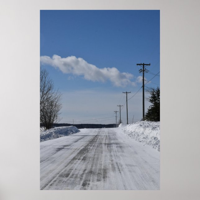 Poster Winter Road Scenery QC, Canadá (Frente)