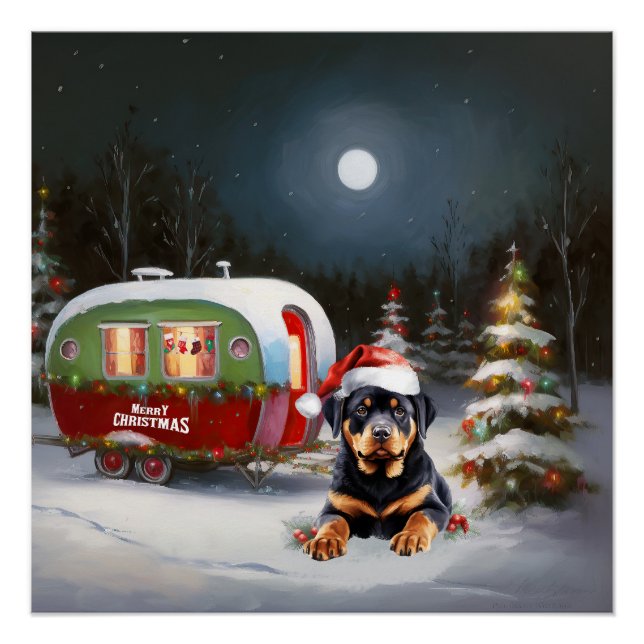 Pôster Winter Rottweiler Caravan Christmas Adventure (Frente)