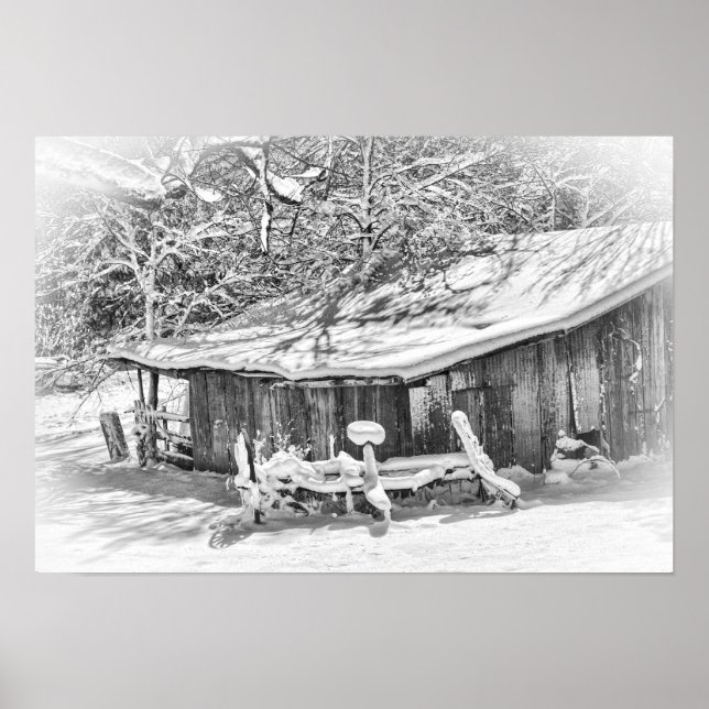 Poster Winter Rural Scense Barn & Rake - Foto do Tennesse (Frente)