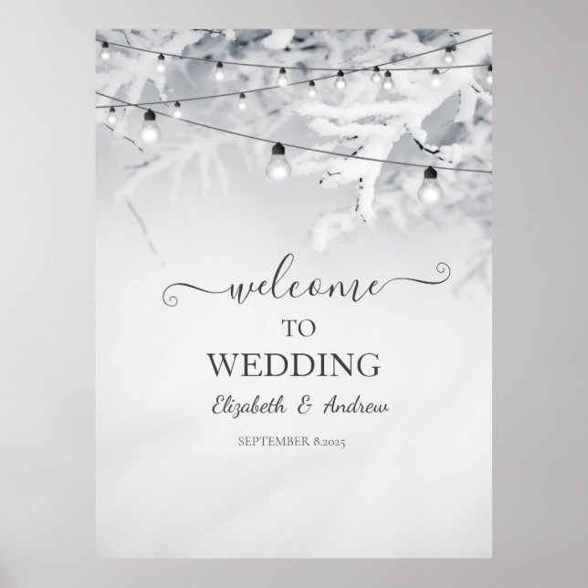 Poster Winter Snow Branches Wedding (Frente)