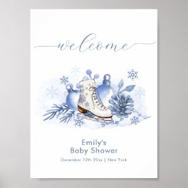 Poster Winter Snowflake Ice Skate Baby Shower Welcome