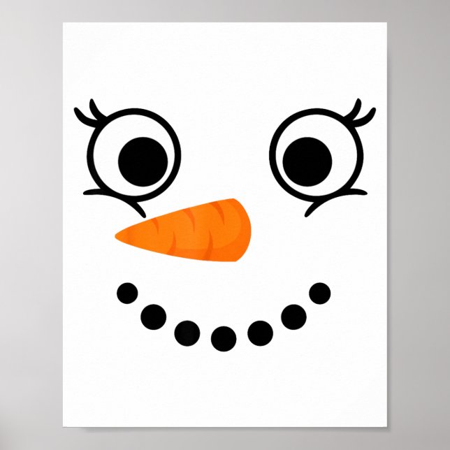 Poster Winter Snowman Face Eyelashes Christmas Xmas Fun D (Frente)
