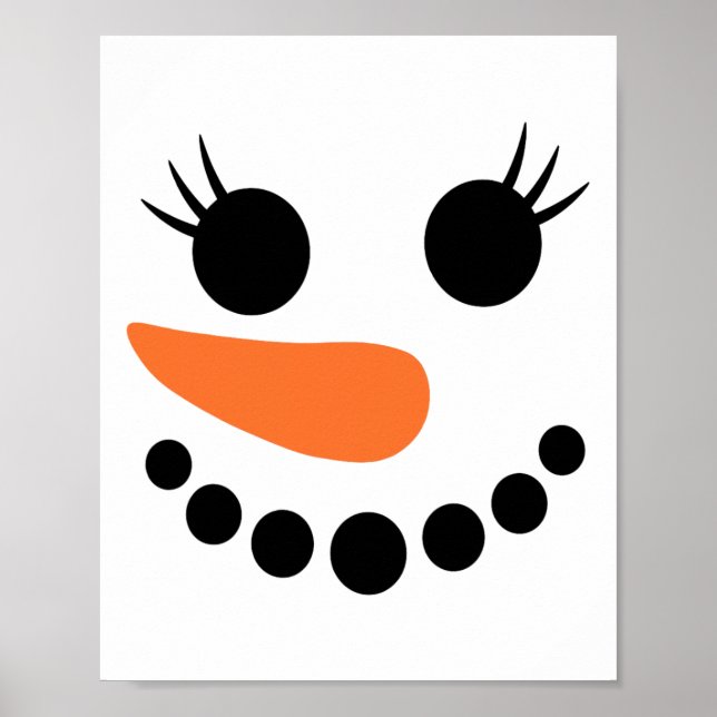 Poster Winter Snowman Face Eyelashes Natal Xmas Para G (Frente)