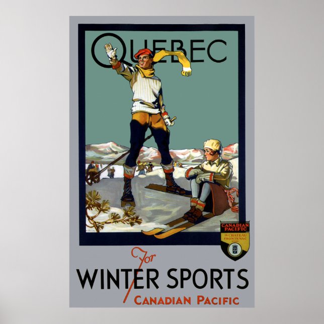 POSTER WINTER SPORTS QUEBEC TRAVEL 1930 (Frente)