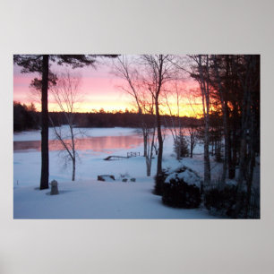 Pôster Winter Sunrise reflects off the Lake
