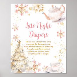 Poster Winter Tea Party Baby Shower Late Night Diapers