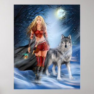 Poster Winter Warrior Princess e wolf