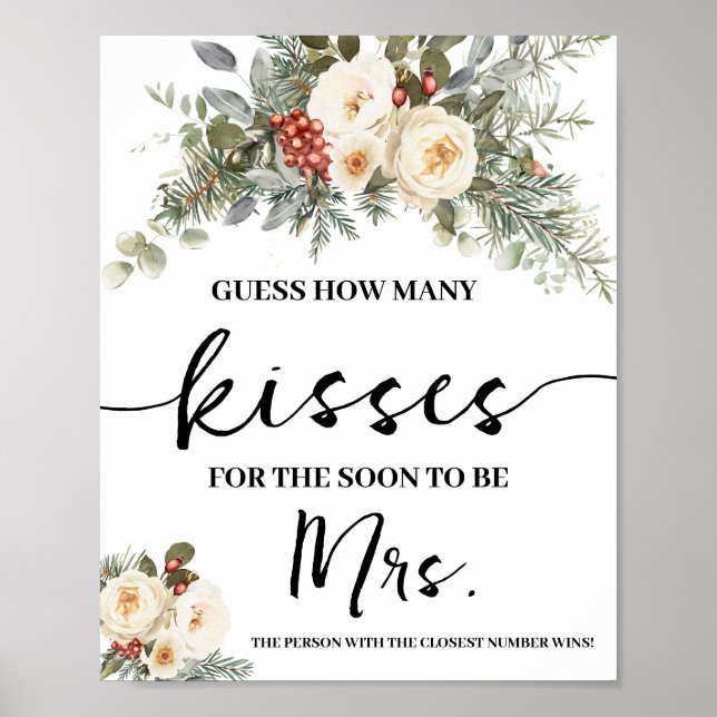 Poster Winter White Floral How Many Kisses for Mrs Game (Frente)