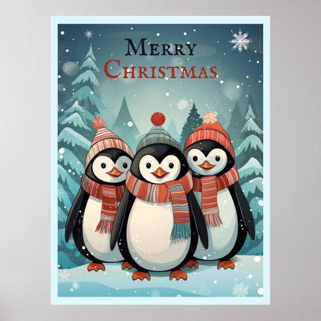 Poster Winter Wonderland Christmas Penguins Fun (Frente)