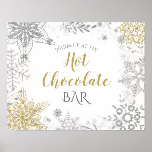 Poster Winter Wonderland Hot Chocolate Silver Dourado