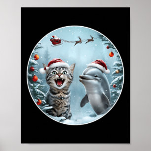 Poster Winter Wonderland Natal Cat Dolphin Selfie San