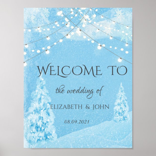 Poster Winter Wonderland, Pine Tree Weding (Frente)