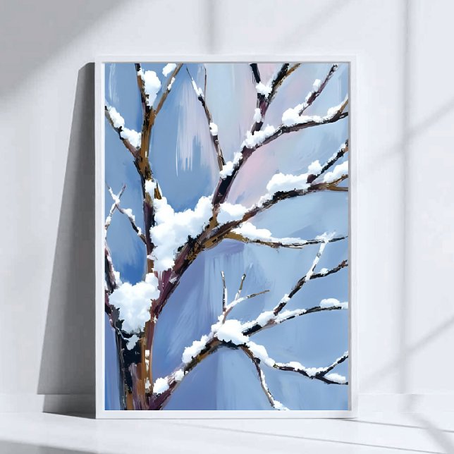 Poster Winter Wonderland Snowy Tree Branches Painted (Criador carregado)