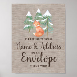 Pôster Winter Woodland Fox Endereço Um Sinal De Envelope