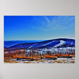 Poster Wintergreen Virginia Mountain Ski Resort em invern