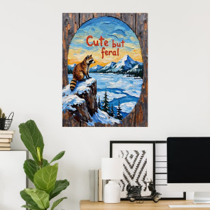 Poster Winter's Watch: Raccoon by Frozen Waters