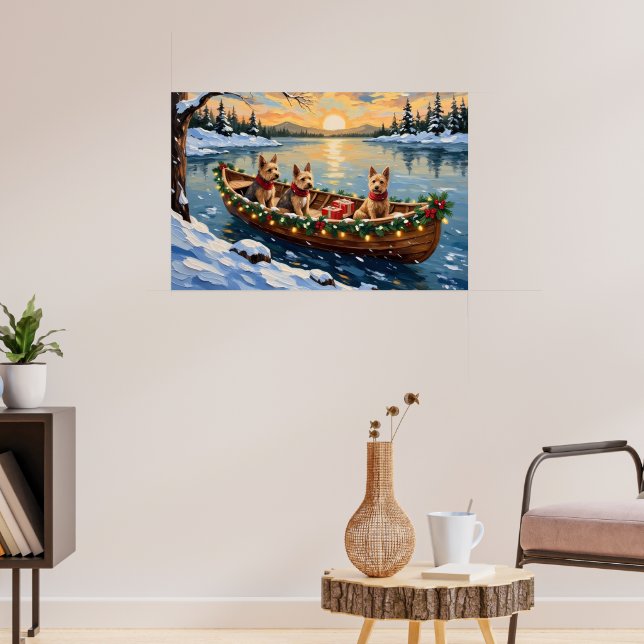 Poster Wire Fox Terrier Christmas Boat Holiday (Sala de Estar 3)