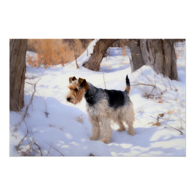 Pôster Wire Fox Terrier Deixe Nevar Natal  (Frente)